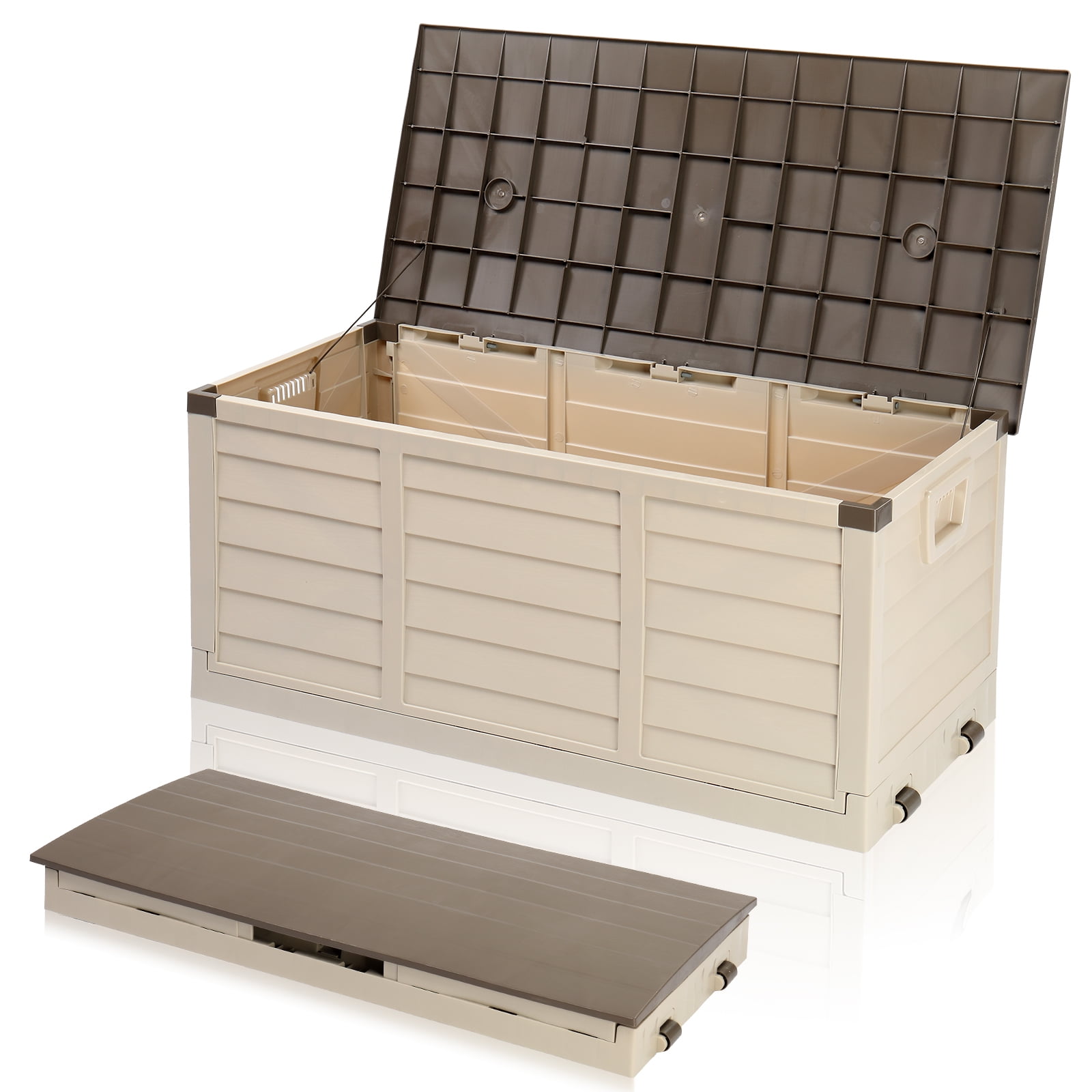 Ktaxon 75gal Outdoor Storage Deck Box, Collapsible Resin, Space