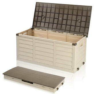 Ktaxon 75gal Outdoor Storage Deck Box, Collapsible Resin, Space