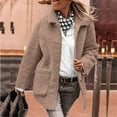 thumbnail image 6 of YDFCWXW Women's Winter Fur Coats Long Sleeve Lapel Button Down Pockets Fleece Sherpa Jacket Casual Trendy Outerwear Khaki, XXL, 6 of 8