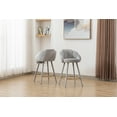 thumbnail image 6 of Guyou 25.5" Bar Stool Set of 2, Modern Velvet Upholstered Counter Height Barstools with Petal Back and Gold Metal Ring Footrest for Kitchen Island Home Bar Restaurant, Grey, 6 of 13