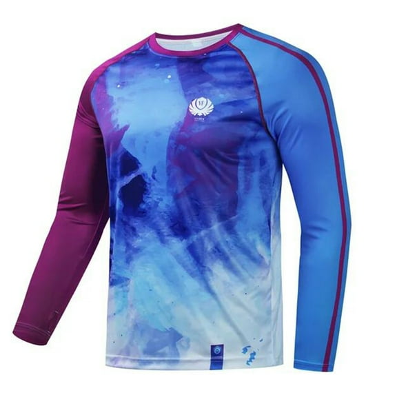 Mens UV Shirts Long Sleeve Lightweight Sun Protection UPF 50 Breathable Quick Dry Blue L