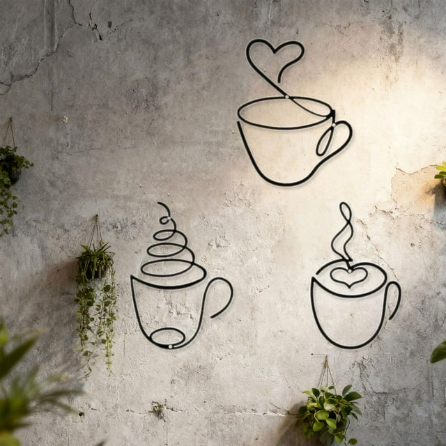 3 piezas de taza de café para decoración de pared, decoración del hogar, adorno de regalo, letrero de café para baño, vacaciones, inauguración de