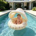 thumbnail image 3 of UPF50+ Sun Protection Baby Float With Canopy, Soft Fabric Covered Foldable Baby Pool Float With Canopy and Safety Seat for Baby Swimming Pool Play, 3 of 4