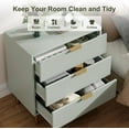 thumbnail image 4 of Garvee Modern Green 3 Drawer Dresser – Stylish Wood Chest with Gold Handles, Large Storage Drawers, Elegant Organizer for Bedroom, Living Room, Entryway, 4 of 8