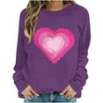 thumbnail image 2 of Felirenzacia Plus Size Women’s Valentine Shirt Heart Graphic Tee Classic Fit Casual Holiday Top, Purple,5XL, 2 of 5