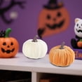 thumbnail image 4 of Mskk Small Velvet Fake Pumpkin Halloween Decoration, 2.7x3.4" Soft Flocked Mini Artificial Pumpkins Ornaments Table Decor for Halloween Farmhouse Display, 4 of 5
