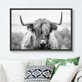 thumbnail image 2 of PixonSign Framed Canvas Print Wall Art Black & White Shetland Cow Portrait Farmhouse Art Rustic Decor Nature Animals Modern Art Realism Cozy Decorative Colorful Multicolor - 24"x36" Black, 2 of 5