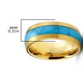 thumbnail image 3 of Metal Masters Tungsten Carbide Mens Ring Wedding Band Goldtone Blue Turquoise Inlay Dome 8mm Comfort-Fit Black, 3 of 4