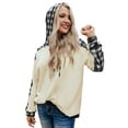 thumbnail image 2 of Kmbangi Female Suit Set Plaid Long Sleeve Hooded Pullover+ Long Pants, 2 of 10