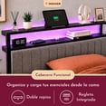 thumbnail image 4 of Base Cama Kingsize Cabecera Repisas Luz Led Usb C Contactos, 4 of 9