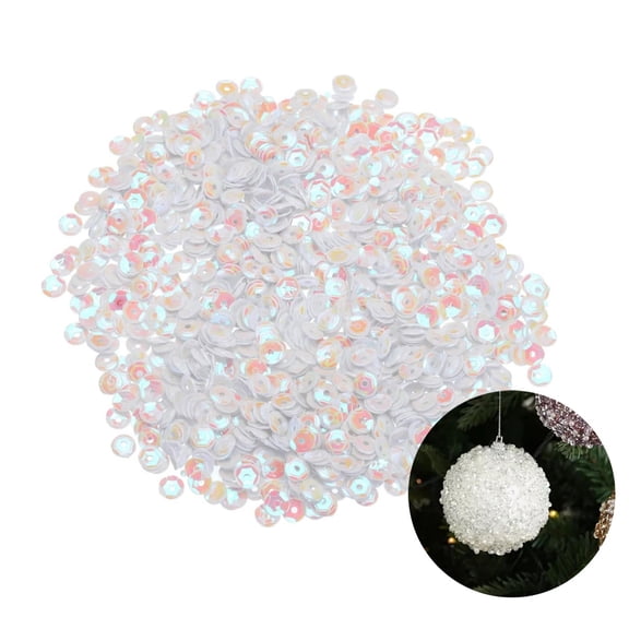 6mm/0.24in Glitter Loose Sequins,Handmade DIY Crafts Decorations,White Iridescent Loose Cup Sequins for Crafts,Wedding