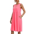 thumbnail image 6 of Iyufng Dresses for Women Summer Linen Solid Casual Round Neck Sleeveless Dress with Pocket, 6 of 8