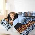 thumbnail image 3 of Erosebridal Jungle Leopard Printed Queen Comforter Set,Blue Cheetah Pattern Bowknot Bedding Comforter Set For Kids,Reversible black,3-Piece, 3 of 7