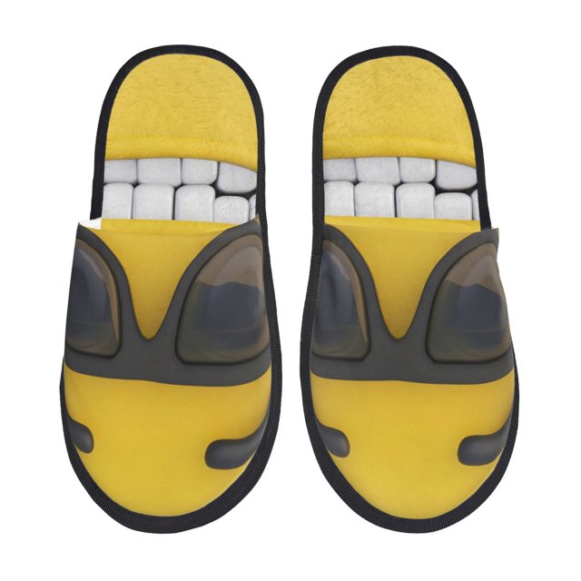 Balery Smiling With Sunglasses Pantuflas de Casa de Felpa Silenciosas con Diseño Estampado, Zapatillas Cómodas Antideslizantes de Algodón para Interior-Large