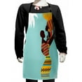 thumbnail image 1 of African Kids Apron, Mother with Her Baby in Clothes Retro Style Fashion Image, Boys Girls Apron Bib with Adjustable Ties for Cooking Baking Painting, Turquoise Marigold, by Ambesonne, 1 of 2