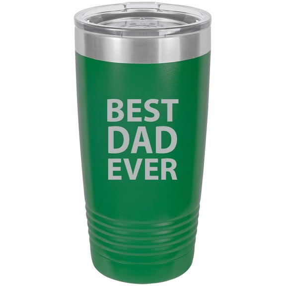 Best Dad Ever Stainless Steel Engraved Insulated Tumbler 20 Oz Travel Coffee Mug, Green