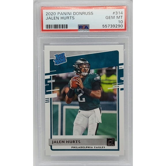 Jalen Hurts Eagles 2020 Panini Donruss Rated Rookie Card #314 PSA 10 Gem Mint