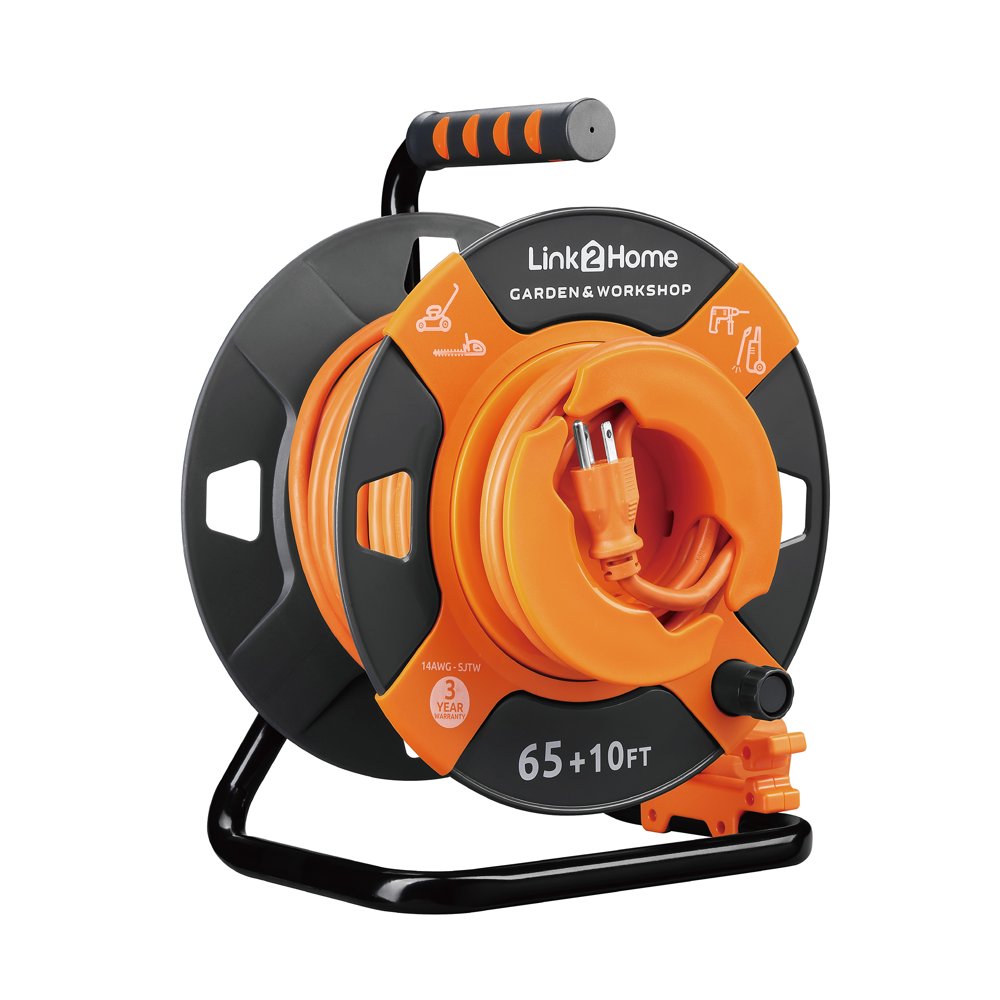 Link2Home Garden and Cord Reel 75 ft. Extension Cord 4 Power