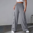 thumbnail image 2 of Hurxie Women Cargo Pants Baggy Y2K Clothing Multi Pockets High Waist Loose Straight Leg Pants Vintage Clothes Gray,XL, 2 of 8