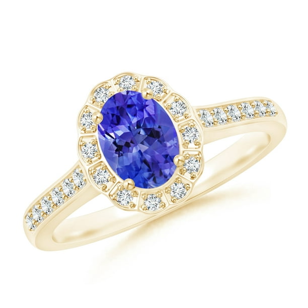 Angara - December Birthstone Ring - Vintage Style Tanzanite & Diamond ...