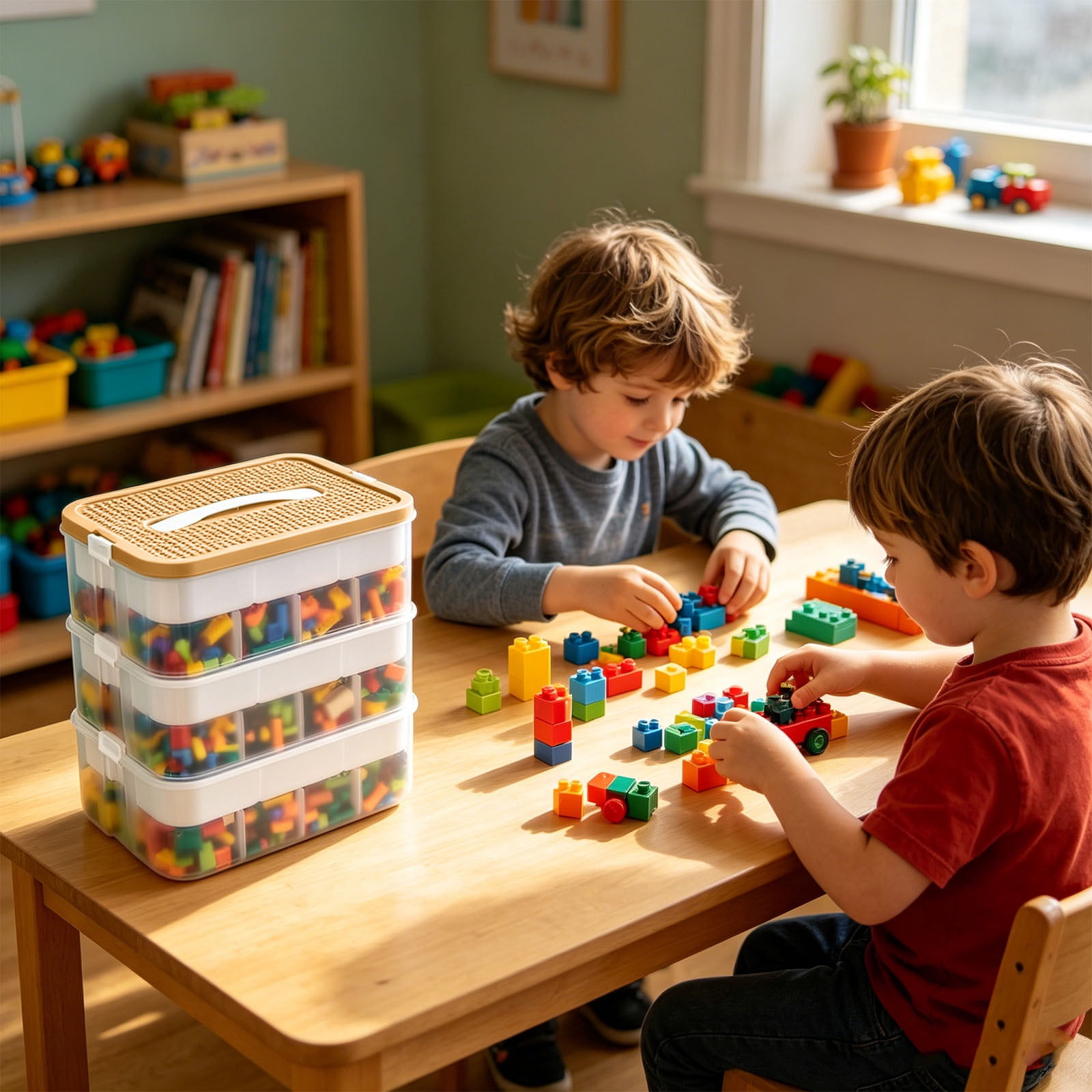 Toy Storage Organizer, 3 Tier Stackable Storage Transparent Building Bricks Puzzle Craft Plastic Container Organizing Sorter Layer Clear Building Storage