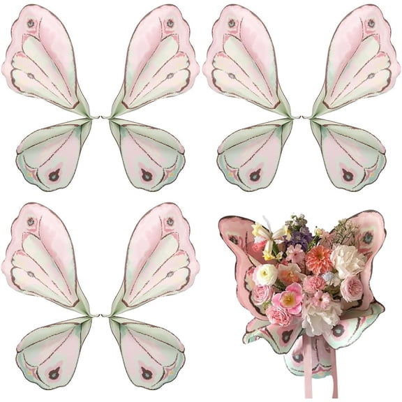 20PCS Butterfly Bouquet Wrapping Paper Wing Shaped Flower Wrapping Papers Floral Wraps Packaging Florist Supplies for Valentine's Day Wedding Birthday Flower Shop DIY Craft Pearl Pink diy