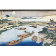 thumbnail image 2 of Hokusai 32x22 White Modern Wood Framed Museum Art Print Titled - The Moon Above Yodo River And Osaka Castle, 2 of 4