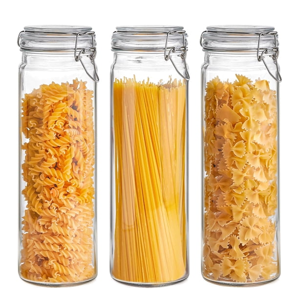 Juego de tarros de vidrio ComSaf de 1,8 L herméticos con tapas para almacenamiento de alimentos, 3 unidades