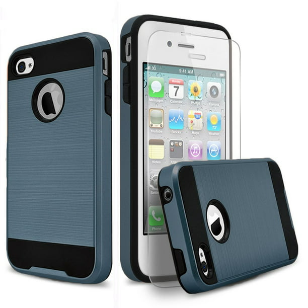 Iphone 4S Case, 2-Piece Hybrid Shockproof Case Cover + Circle(TM) Stylus Touch Screen Pen And Screen Protector Blue) … - Walmart.com