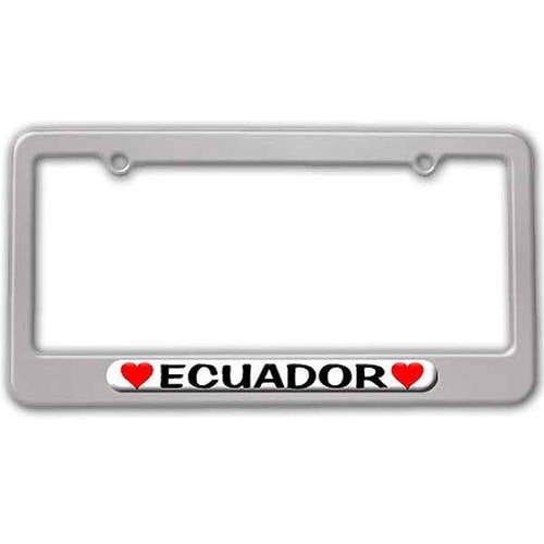 Ecuador Love with Hearts License Plate Tag Frame, Multiple Colors