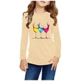 thumbnail image 2 of Fesfesfes Girls Long Sleeve Pullover Shirts Casual Fashion Crewneck Love Print Tops Loose Fits Plain Tunic Blouses for 3-14Years(Beige,5 Years), 2 of 5
