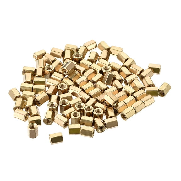 M3x6mm Female Threaded Standoff Spacer Brass Hex Coupling Nuts, 100 Pcs