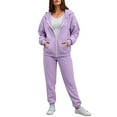 thumbnail image 3 of YDFCWXW Tracksuit set for Women Athletic 2 Piece Casual Zip up Full Hoodie Jogging Outfits 2025 Fall Light Purple, M, 3 of 5