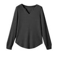 thumbnail image 6 of IROINNID Women Casual V Neck Long Sleeve Loose Fit Solid Color Pullover Top Comfortable Everyday Wear Basic Wardrobe Soft Breathable Relaxed Fit Trendy Stylish(Black,S), 6 of 6