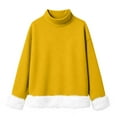 thumbnail image 5 of Chandails d'Automne Grande Taille pour Femmes Mode Décontractée Imprimée Col Roulé Manches Longues Chandail en Molleton Amusant Jaune m, 5 of 5