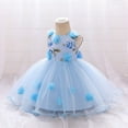 thumbnail image 4 of Gyratedream Infant Toddler Girls Birthday Gown Princess Dress Baby Flower Embroidery Lace Bubble Dress, 4 of 9