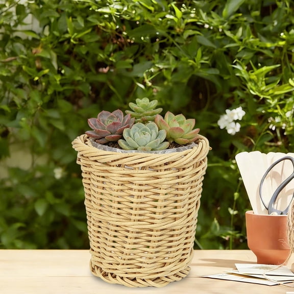 Cadancy Woven Storage Basket Planter Set Rattan Wicker Pot Cover for Indoor Outdoor Plants Succulents Flowers Home Organization Decorative Container