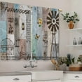 thumbnail image 3 of Farmhouse Wooden Country Kitchen Curtains Vintage Barn Door Teal Small Short Cafe Window Curtains Rustic Windmill Rod Pocket Bathroom Drapes Treatment Tier Curtains 2 Panels (27.5x39 Inch), 3 of 6