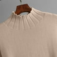 thumbnail image 4 of Wyobmus Women Long Sleeve Knit Sweater Dress Stretch Comfy Crew Neck Knit Dress Solid Color Basic Outfits Fall Winter Outfits B-Khaki, 4 of 5