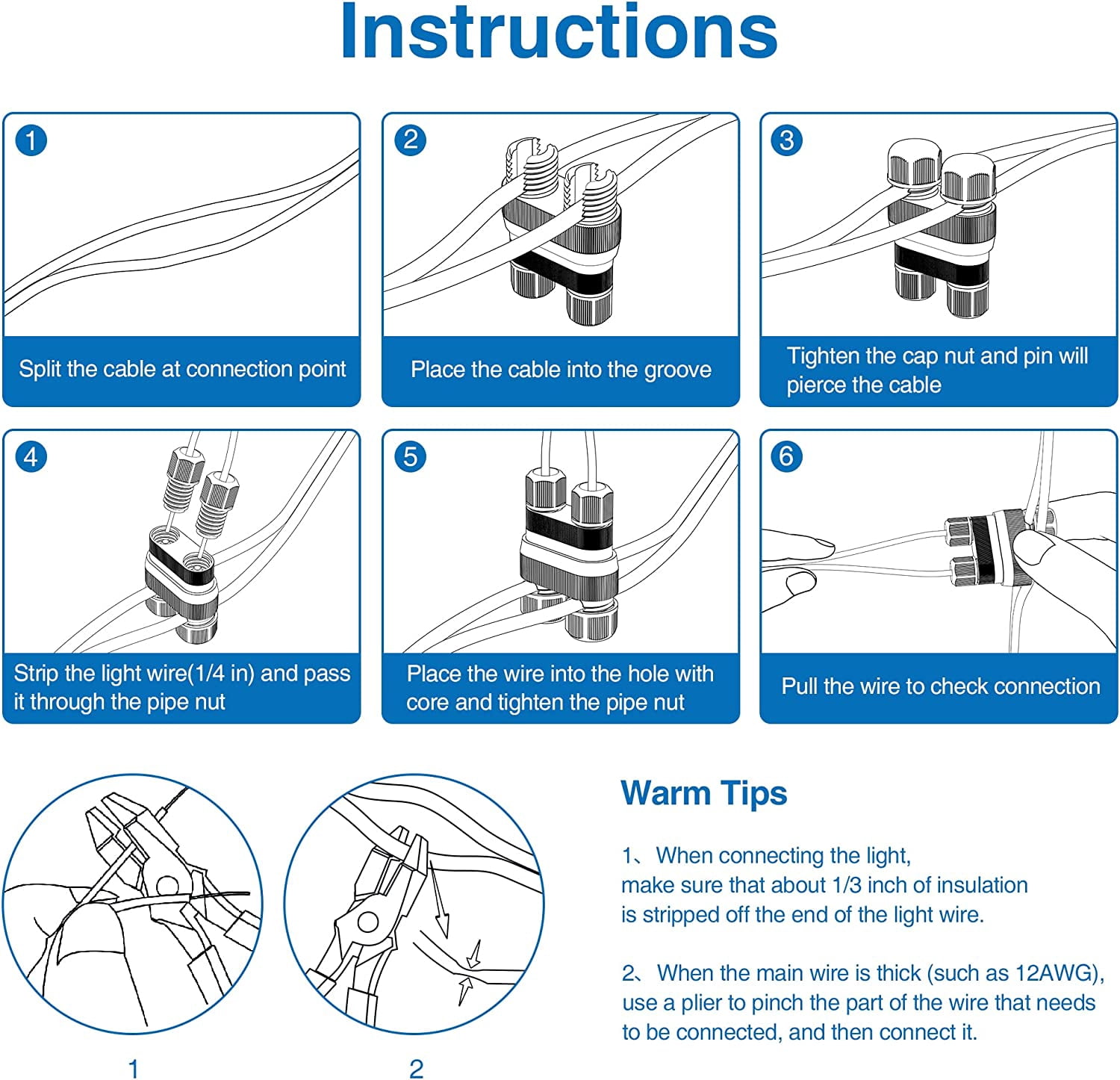 SUNVIE Fastlock2 Low Voltage Wire Connector for Landscape Lighting Waterproof 12-18 Gauge Wire Connectors, 20 pack