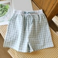 thumbnail image 2 of Kaemgyyd Women Boxer Shorts Cute Plaid Cotton Drawstring Pajama Shorts Summer Beach Lounge Pj Bottoms with Pockets, 2 of 3