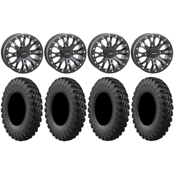 System 3 SB-4 Black (6 1) 15" Wheels 32" MotoRally Tires Polaris RZR XP 1000 / PRO XP / Ranger XP 900/1000