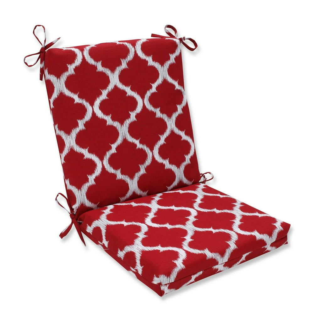 36.5" Red and White Quatrefoil Infinity Outdoor Patio Square Chair