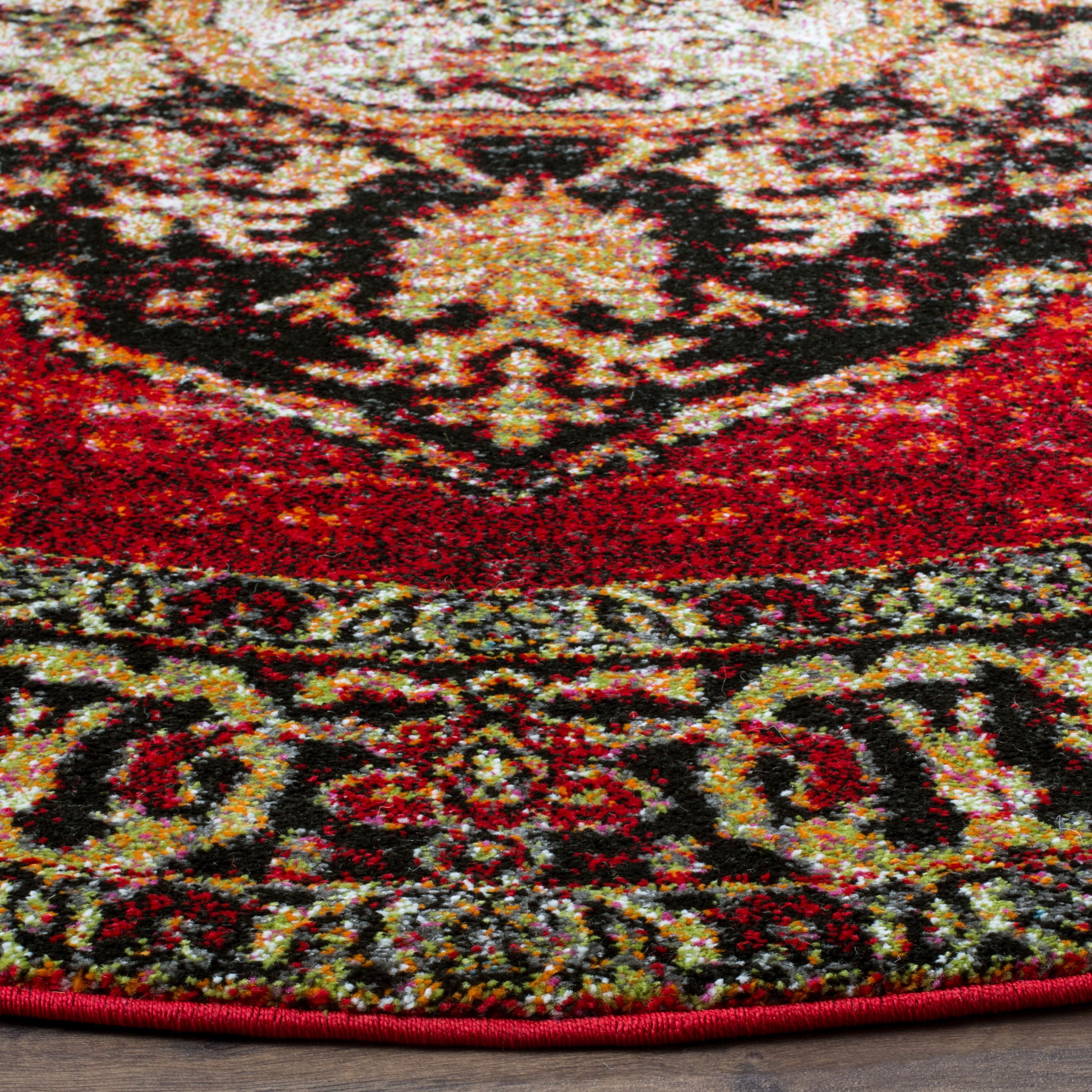 SAFAVIEH Vintage Hamadan Tahnee Traditional Area Rug, Red/Multi, 5'3" x 5'3" Round
