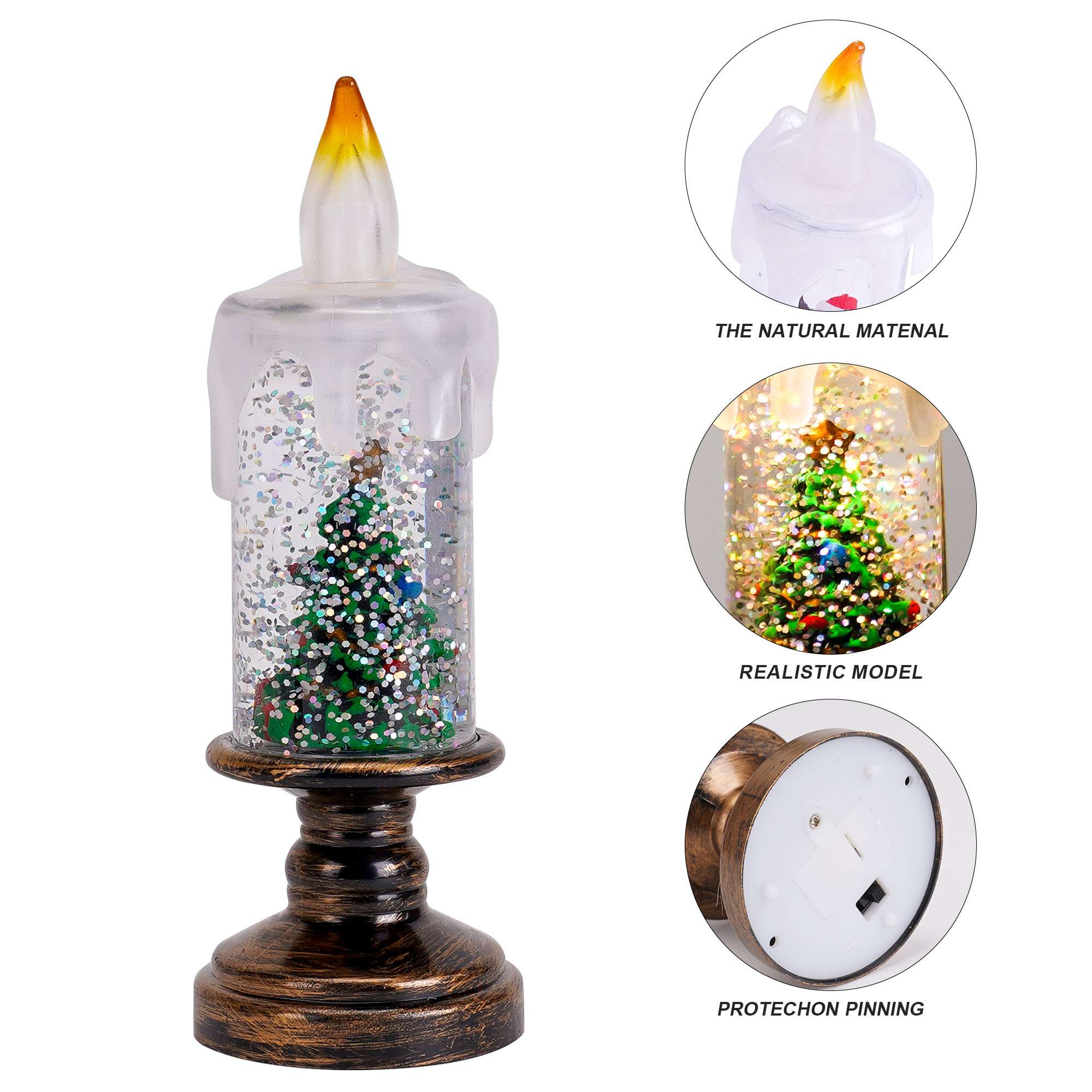 Deago Christmas Flameless LED Candles Set of 3 with Santa Claus, Snowman, Xmas Tree - Battery Operated Christmas Themed Festival Gift Decorations