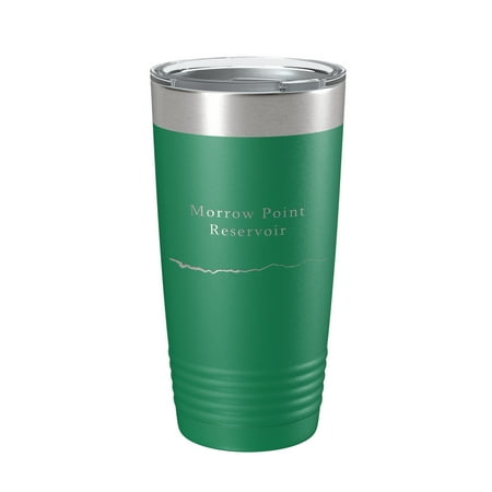 

Morrow Point Reservoir Tumbler Lake Map Travel Mug Insulated Laser Engraved Coffee Cup Gunnison River Colorado 20 oz Green
