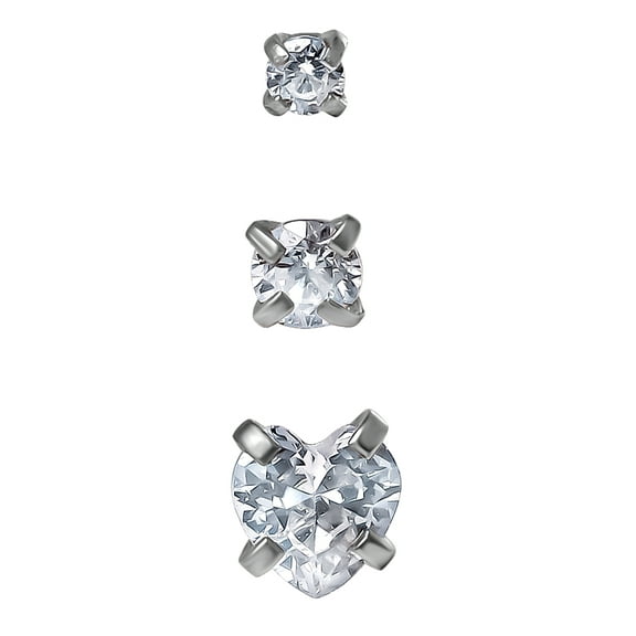 Body Jewelry Women's Adult Stainless Steel 16G Multi Shape Crystal Labret & Monroe,3 Pack