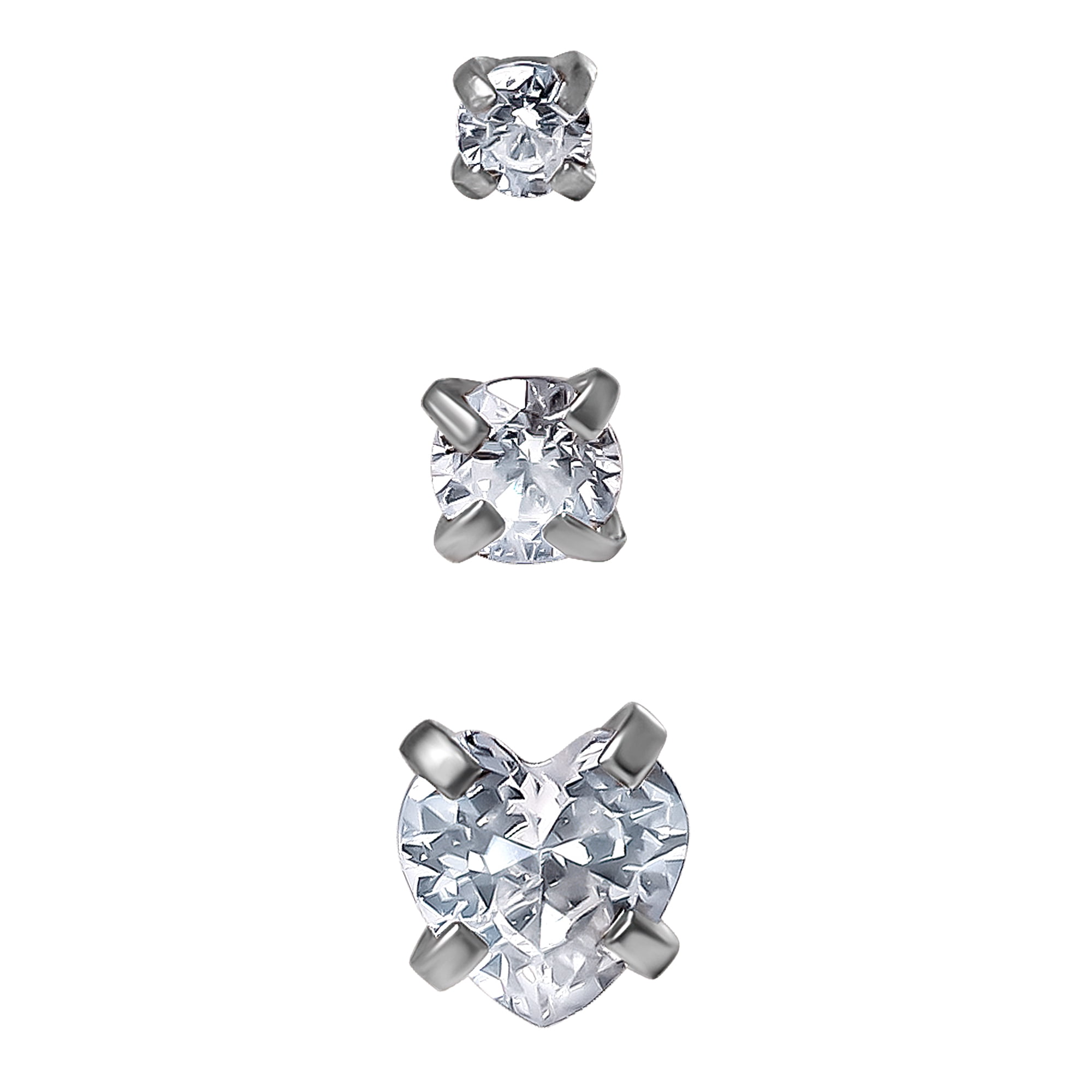 Body Jewelry Women's Adult Stainless Steel 16G Multi Shape Crystal Labret & Monroe,3 Pack