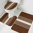 thumbnail image 4 of Abstract White Striped Bathroom Rugs Set Simple Brown Linen Modern Non Slip Absorbent Soft Bath Mats 3 Piece Set with Bathroom Rug, U-Shaped Floor Mat, Toilet Seat Cover Large Size, 4 of 9