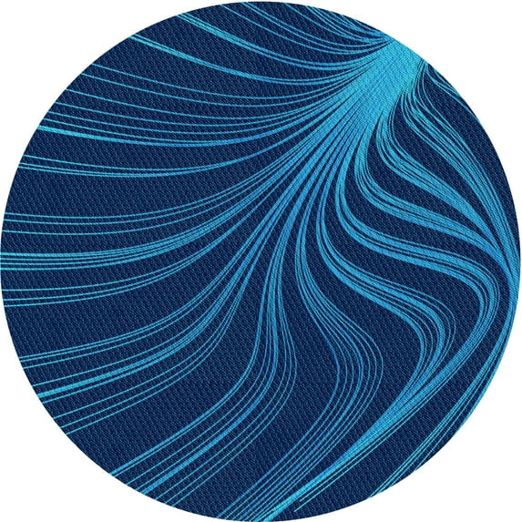 Ahgly Company Indoor Round Patterned Blue Dress Blue Area Rugs, 6' Round